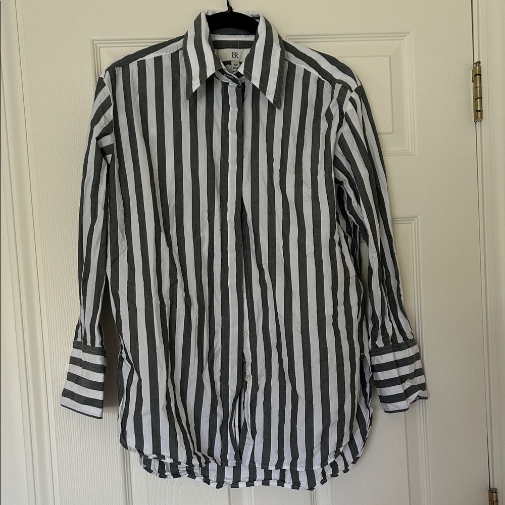 Banana Republic Black and White Striped Casual Shirt